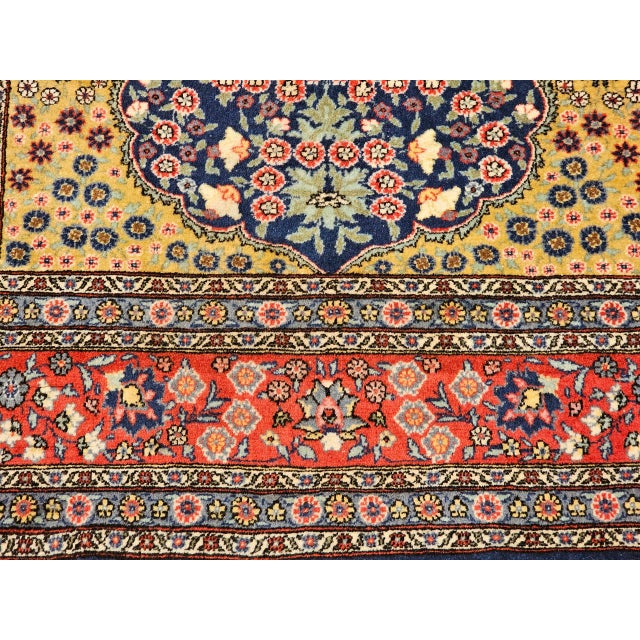 Vintage Persian Tabriz Area Rug, Hand-Knotted Wool, Floral Pattern, Navy & Red, 4x6 For Sale - Image 9 of 15