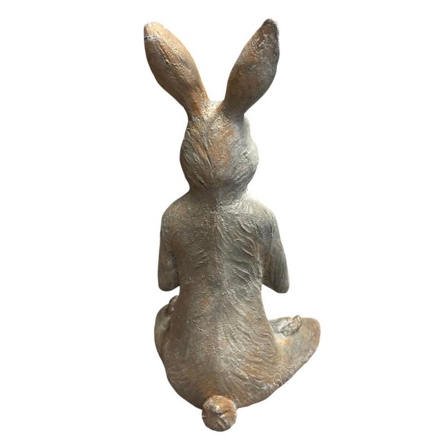 2000 - 2009 Vintage Cast Iron Meditating Yoga Hare Statue For Sale - Image 5 of 12