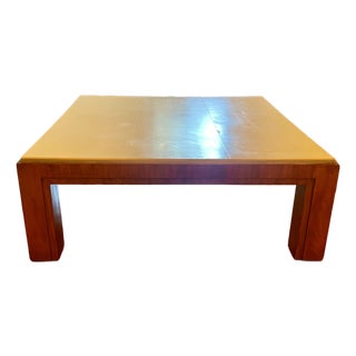 Vintage Ralph Lauren Leather Coffee Table – Modern Cherry & Cream For Sale