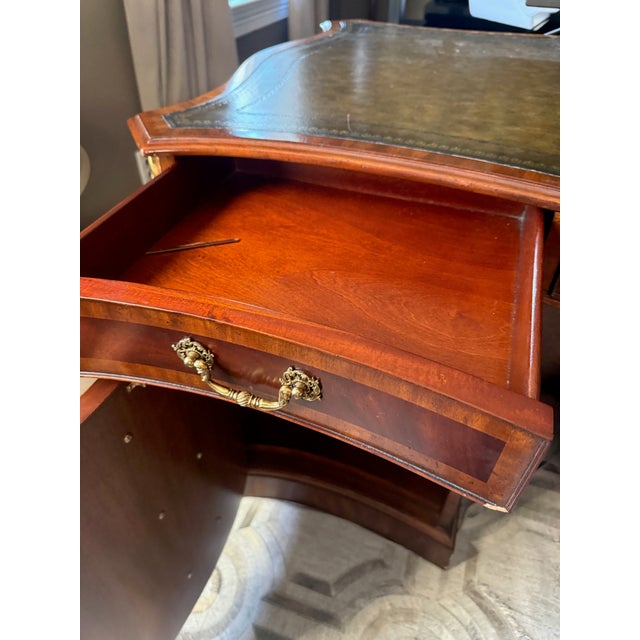 Late 20th Century Maitland Smith French Regency Louis XVI Flame Mahogany Serpentine Desk For Sale - Image 10 of 14