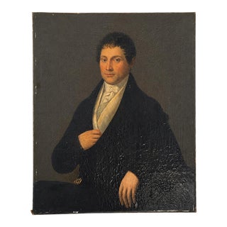 Antique Oil Portrait of a Gentleman, Vienna 1814, Original Canvas, Austrian Biedermeier Era - Unsigned For Sale