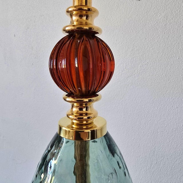 Green 1990s Pair of Green, Mid Century Modern, Murano Glass Table Lamps For Sale - Image 8 of 9