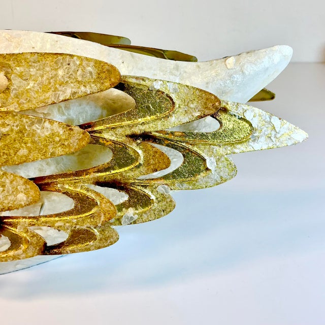 Mid-Century Coastal Hollywood Regency Italian Capiz Shell Encrusted Tole Swan Sculpture. For Sale - Image 6 of 16