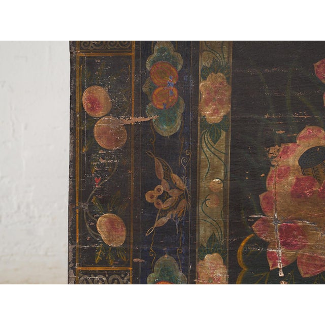 Black Antique Opera Chest with Lotus Flowers, China, 1900s For Sale - Image 8 of 10