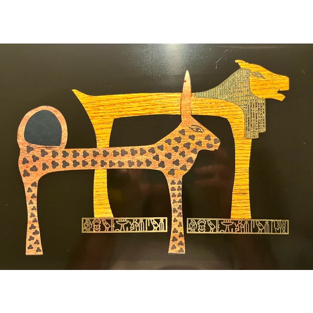 Mid-Century Modern Rare! Vintage Couroc Monterey California Inlaid Serving Tray – Egyptian Motif For Sale - Image 3 of 8
