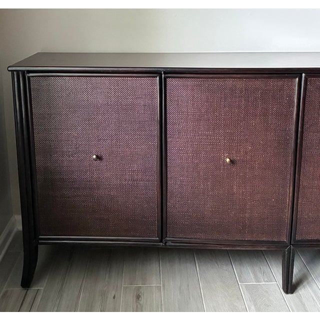 Contemporary Late 20th Century Barbara Barry for McGuire Rattan Oak Raffia Sideboard Buffet For Sale - Image 3 of 10