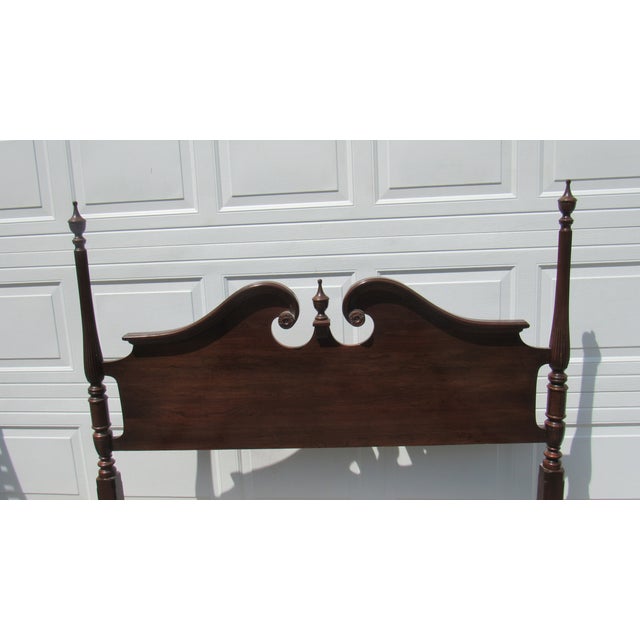 1980s Ethan Allen Georgian Court Cherry Queen Bed Poster Designer For Sale - Image 6 of 8