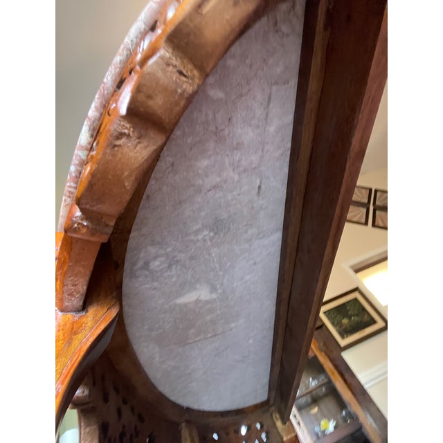 Stone Rococo Style Carved Wooden Console Table With Marble Top For Sale - Image 7 of 14