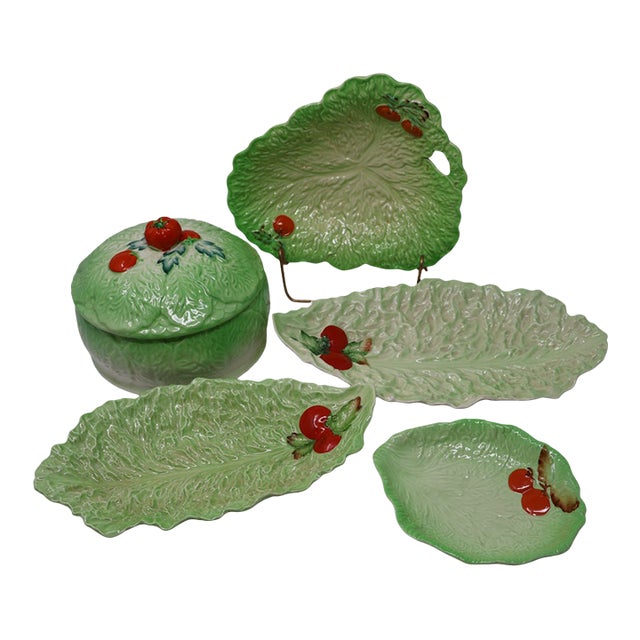 Vintage Carlton Ware & Beswick Lettuce-and-Tomato Collection With Japanese Covered Bowl — Set of 5 For Sale