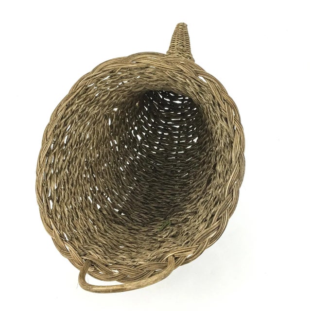 Rustic Vintage Horn of Plenty Cornucopia Wicker Straw Basket For Sale - Image 3 of 7