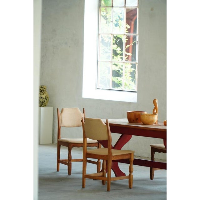 Mid-Century Modern Oak & Hessian Dining Chairs from Henning Kjærnulf, 1960s, Set of 8 For Sale - Image 11 of 18