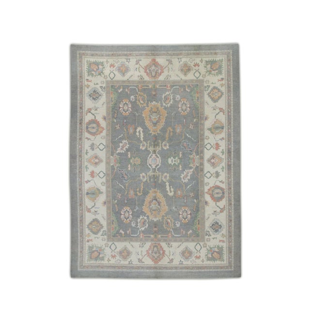 Textile Modern Turkish Oushak Rug 10'7" x 13'9" For Sale - Image 7 of 7