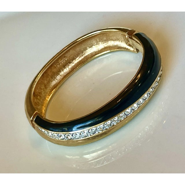 Swarovski Black Enamel and Crystal Cuff For Sale - Image 9 of 11