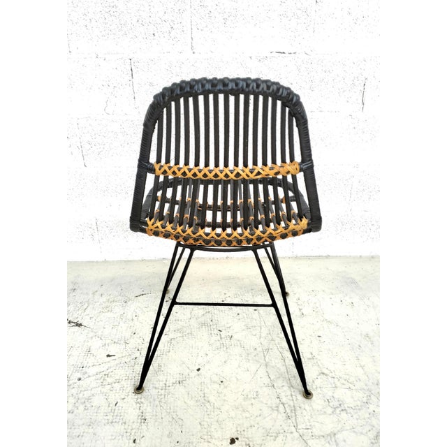Black Rattan and Metal Chairs, 1960s, Set of 4 For Sale - Image 8 of 11
