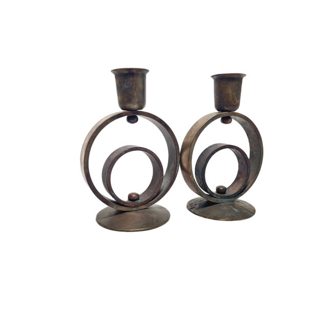 Art Deco Brass Candlesticks, 1930s, Set of 2 For Sale - Image 6 of 14