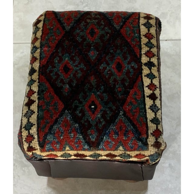 1960s 1960s Hand Woven Rug Upholstered Foot Stool For Sale - Image 5 of 11