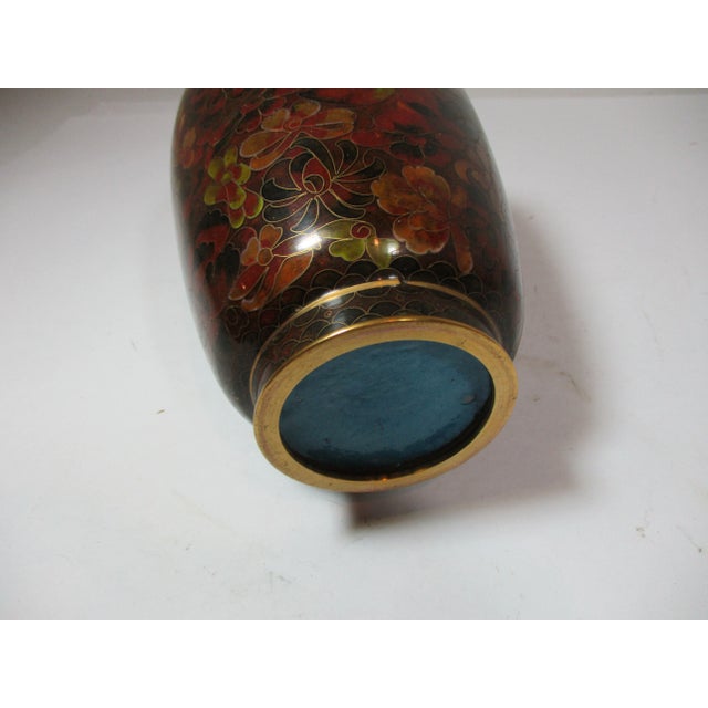 Metal 1960s Vintage Chinese Cloisonne Floral Vase For Sale - Image 7 of 9
