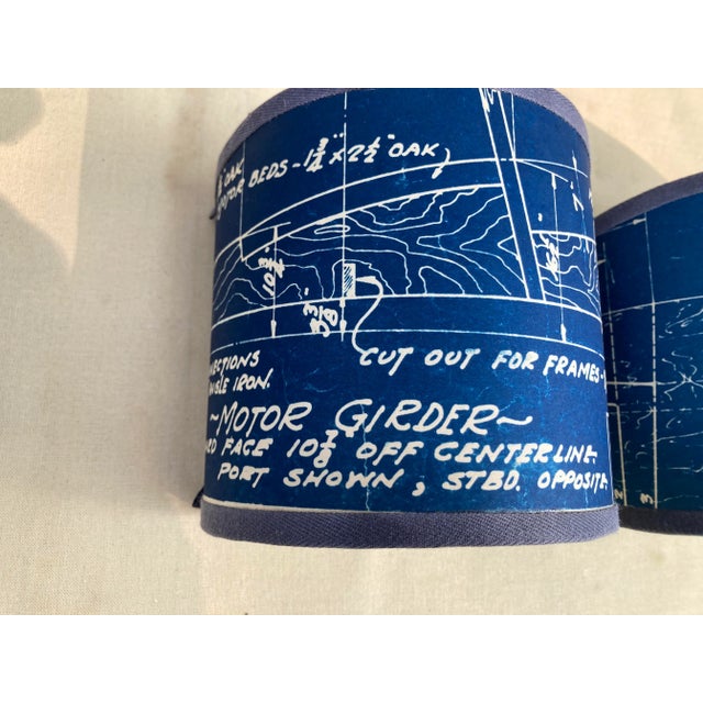 Nautical Vintage Ship Blueprint Sconce Shades For Sale - Image 3 of 5