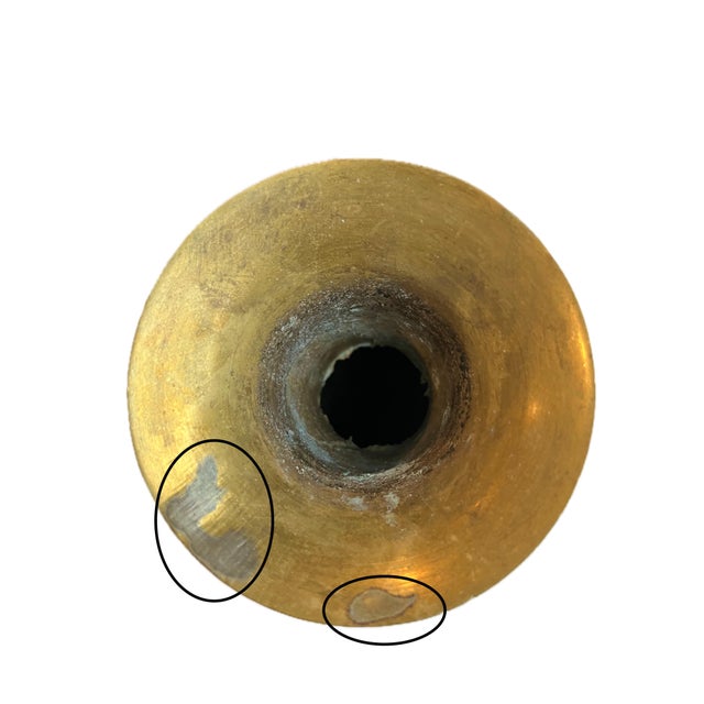 Mid 20th Century Vintage MCM Etched Brass Vase With Floral and Geometric Patterns From India For Sale - Image 5 of 7