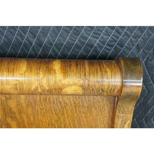 Antique 19th Century Late Victorian Quartersawn Oak Double Full Size Sleigh Bed For Sale - Image 12 of 18