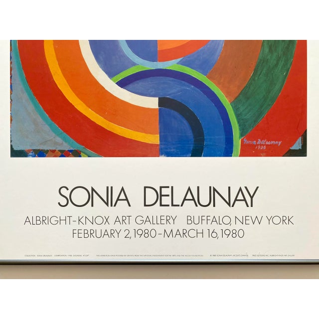 Metal Sonia Delaunay Vintage 1980 Pace Editions Lithograph Print Framed Large Modernist Exhibition Poster " Composition " 1938 For Sale - Image 7 of 13