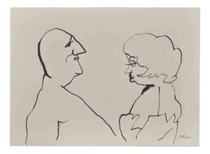 Mino Maccari, The Couple, Drawing in Ink, 1960s