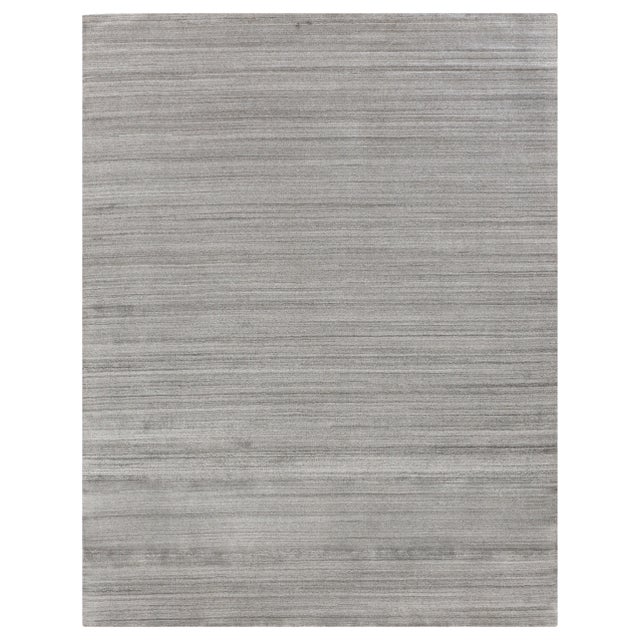 Exquisite Rugs Creil Hand loom Bamboo/Silk Gray Rug-10'x14' For Sale