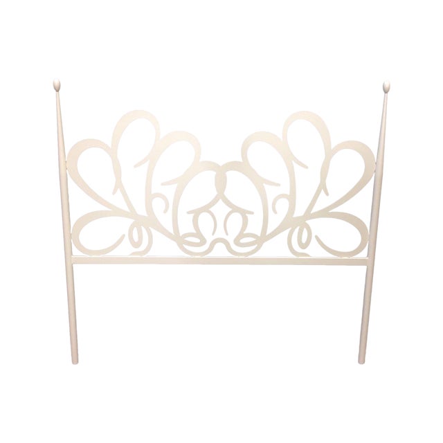 Shabby Chic White Iron Headboard For Sale