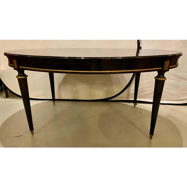 Louis XVI Jansen Style Center or Dining Table Black Lacquer Steinway Finish For Sale - Image 9 of 12