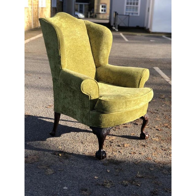 Antique Library Armchair with Fine Carved Mahogany Legs For Sale - Image 6 of 8