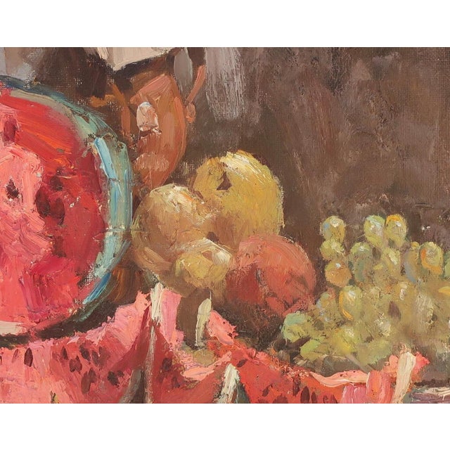 Still Life With Food Oil Painting Original Art 1989 For Sale - Image 4 of 6