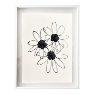 "Three Daisies" Original Mixed-Media Painting by Jake Poser, Framed For Sale