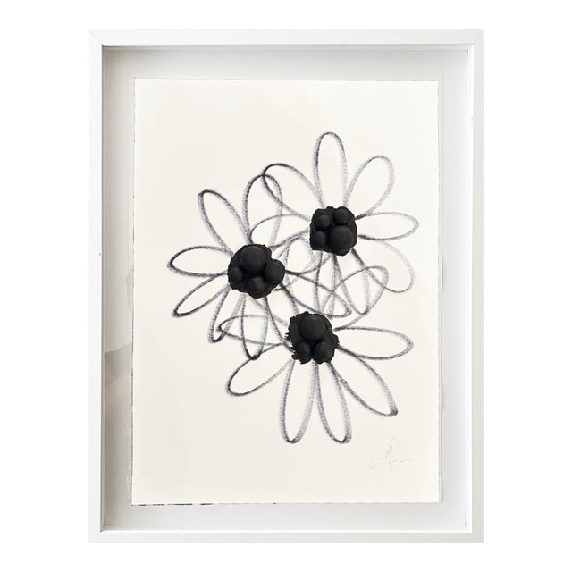 "Three Daisies" Original Mixed-Media Painting by Jake Poser, Framed For Sale