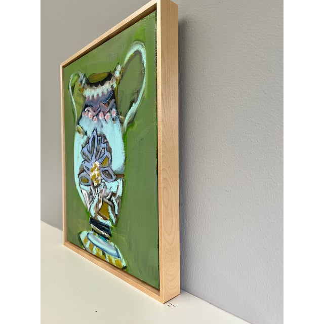 Contemporary "Vase With the Blue Lotus Flower" Framed Expressionist Painting by Shann Spishak For Sale - Image 3 of 6