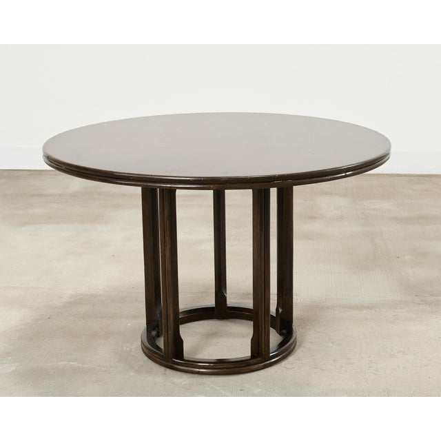 McGuire Midcentury Organic Modern Round Oak Rattan Dining Table For Sale - Image 11 of 15