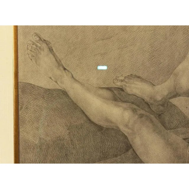 Mid 19th Century Large Figural Study in Pencil For Sale - Image 5 of 9