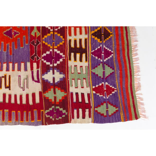 Mid 20th Century Handwoven Multi-Panel Tribal Area Kilim For Sale - Image 6 of 10