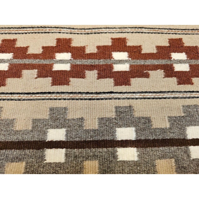 Vintage Native American Indian Navajo Rug, Geometric Banded Pattern, Wool & Cotton, 2x3 For Sale - Image 13 of 14