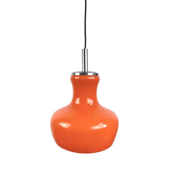 Vintage Orange Glass Pendant Lamp, Germany, 1970s For Sale