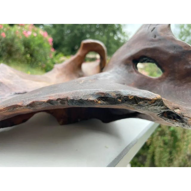 Large Brutalist Wood Bowl in Brown Patina, France, 1960s For Sale - Image 9 of 10