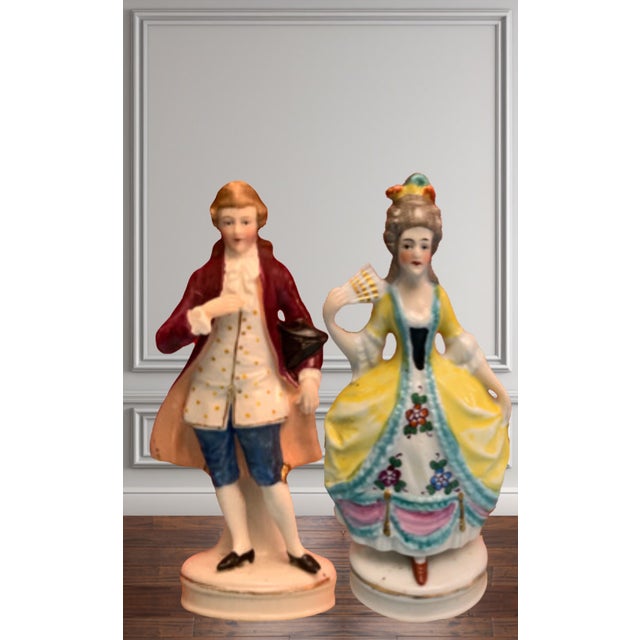 Early 20th Century Antique Tole Candelabra Table Lamp: Courting Lady & Gentleman For Sale - Image 5 of 12