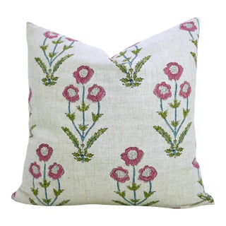 Floral Linen Block Print Pillows For Sale