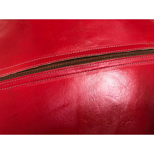 Moroccan Leather Moroccan Pouf Cover For Sale - Image 6 of 7
