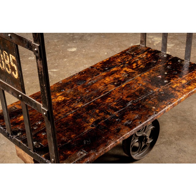 Metal Antique Industrial Restored Machine Cart For Sale - Image 7 of 9