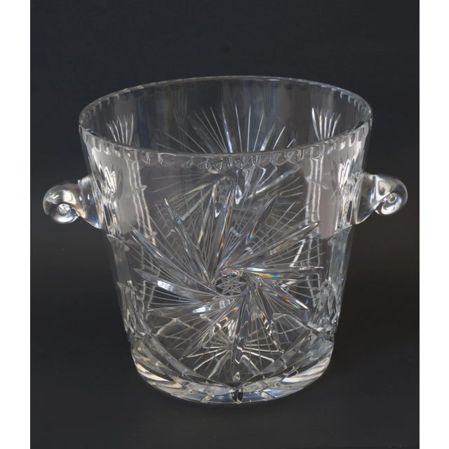 Vintage Pressed Lead Crystal Ice Bucket with floral designs'
