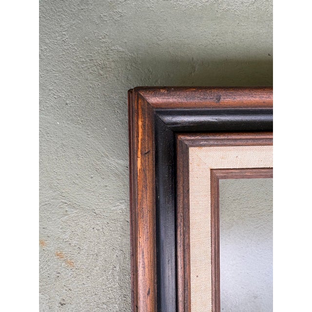 Traditional Vintage Wood Picture Frame With Linen Liner & Non-Glare Glass For Sale - Image 3 of 9