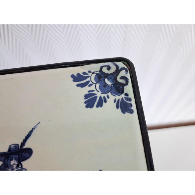 Dutch Delft Tile Magazine Rack, Vintage Wrought Iron & Ceramic Tile Table, 1950s For Sale - Image 11 of 11