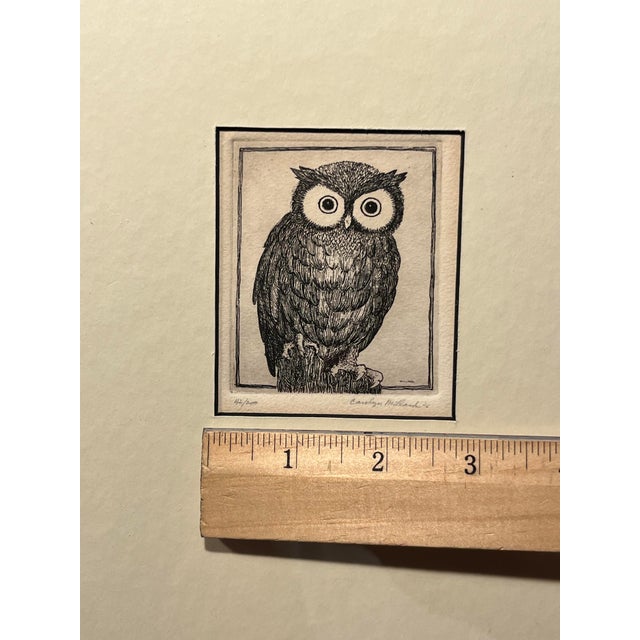 Rare! Circa 1960s Carolyn Millard Limited Edition 42/200 Owl Etching Signed For Sale In Los Angeles - Image 6 of 7