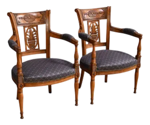 Stained Beech Armchairs, Early 20th Century, Set of 2