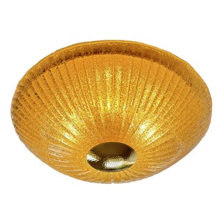 Venetian Lens Amber Graniglia Murano Glass Flush Mount by Simoeng for Simoeng For Sale